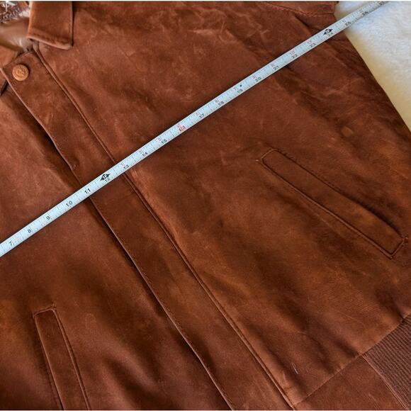 GA Collection Unisex Brown Faux Leather Suede Full Zip Italy Jacket - Picture 8 of 12